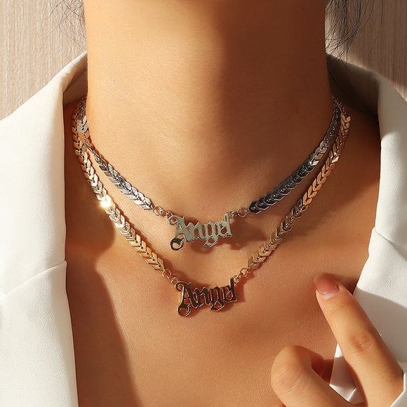 Angel Wing Letter Necklace